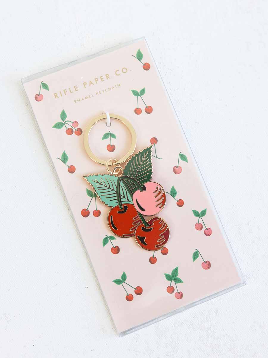 Cherries Enamel Keychain