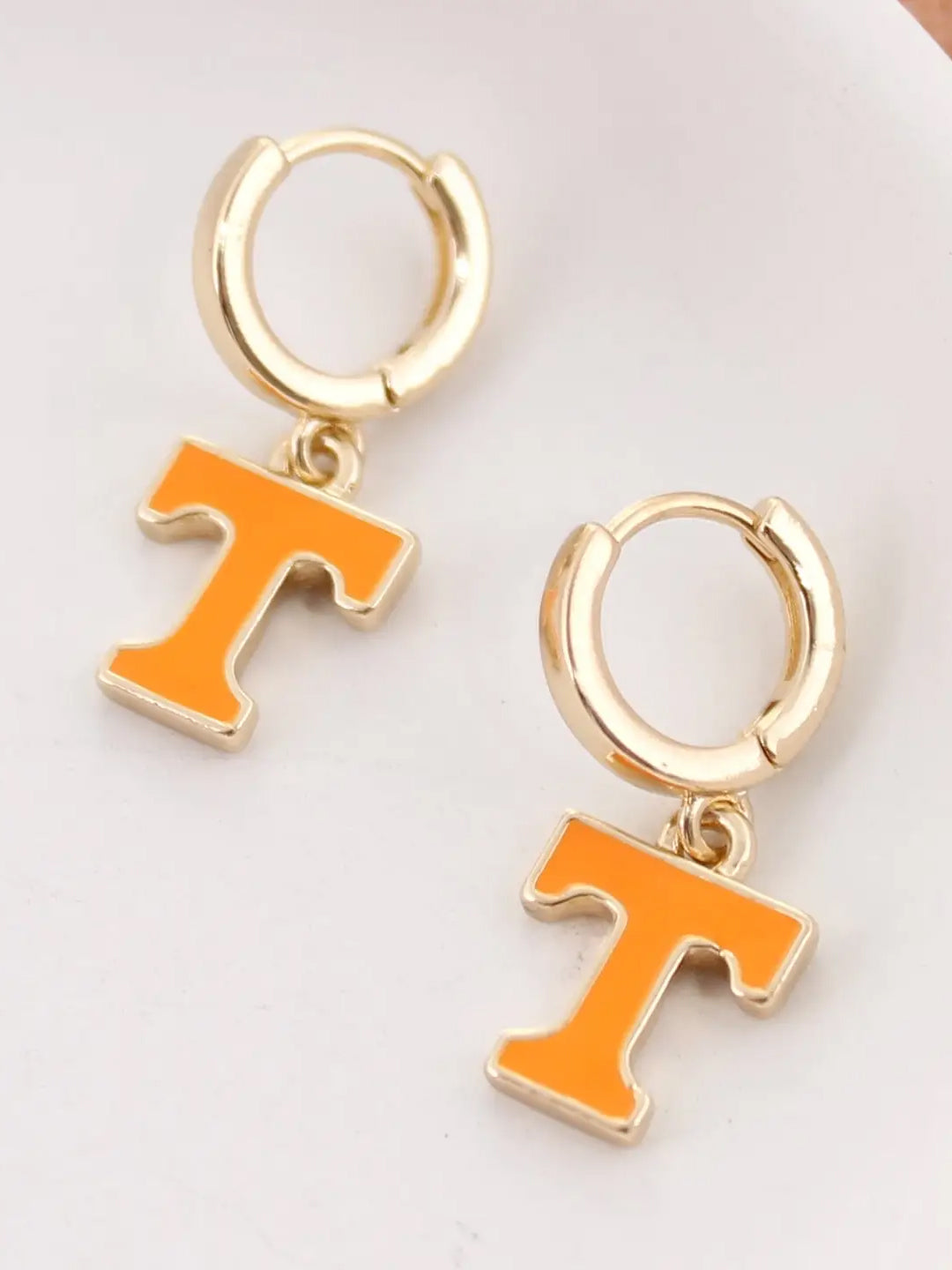 Power T Huggie Hoop Earrings, Gold
