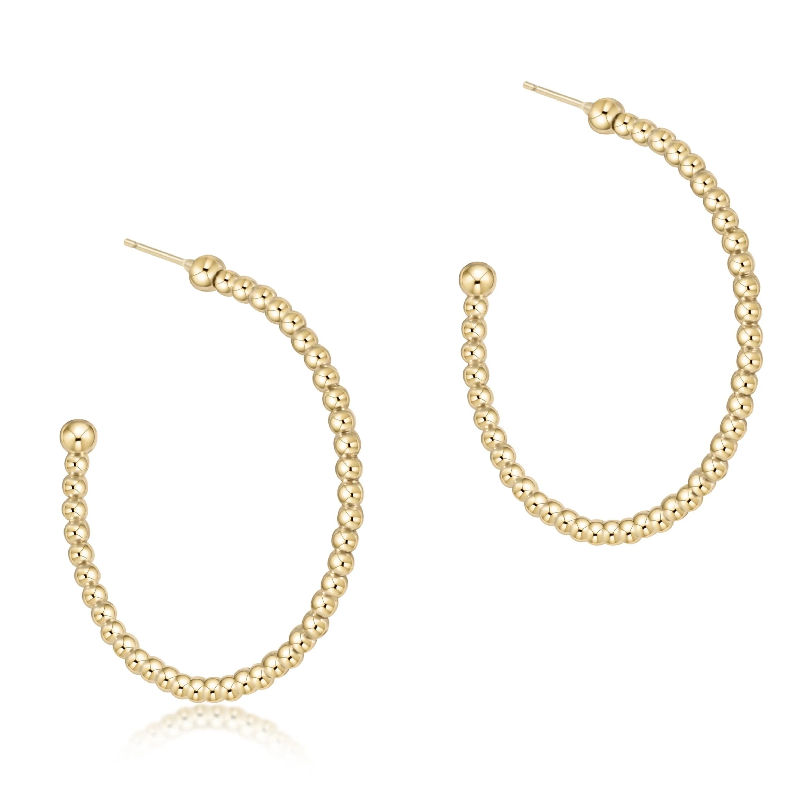 E-Newton 2mm Gold Bead Hoop Earrings