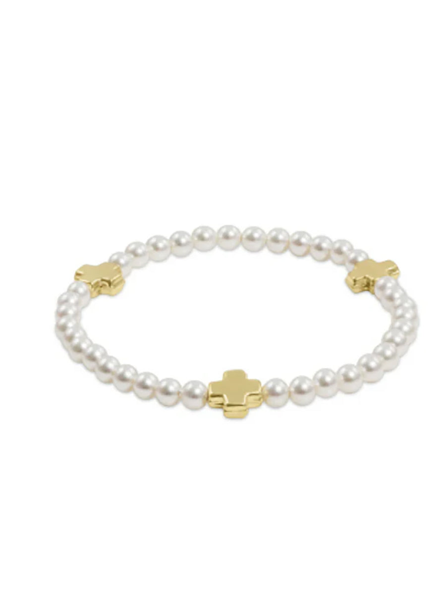 extends Signature Cross Pearl Pattern 4mm Bracelet