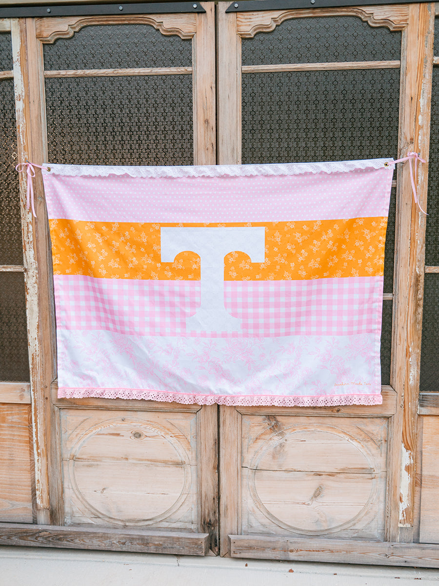 Pink Quilt Stripe "Power T" Flag