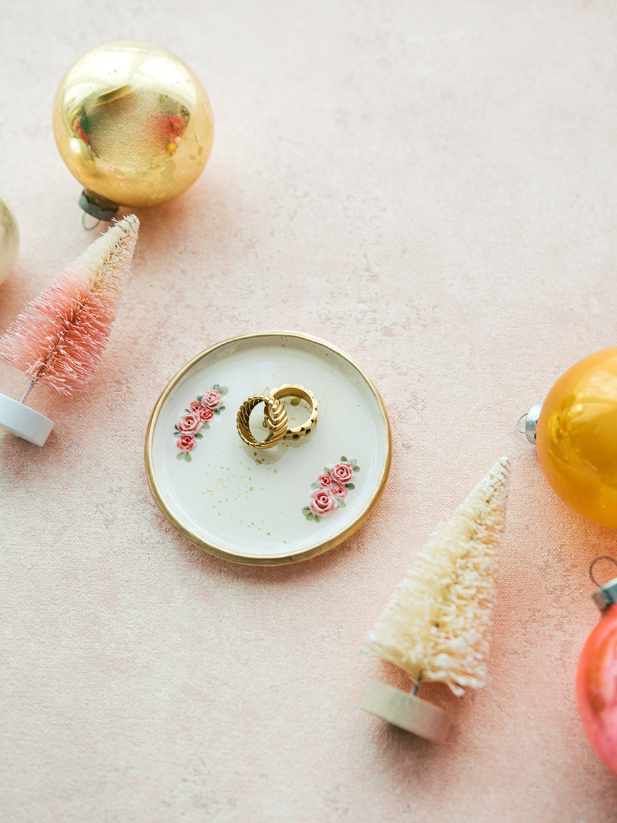 Pink Floral Ring Dish