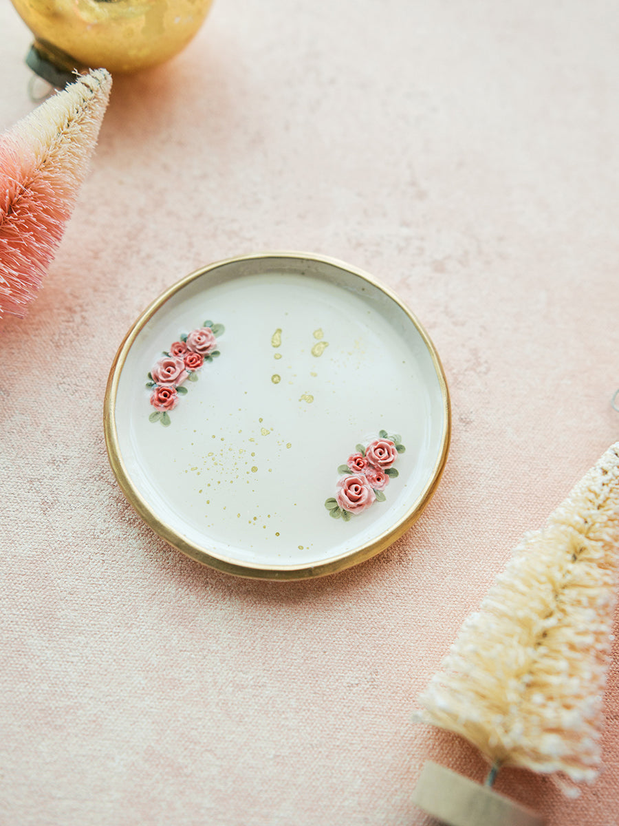 Pink Floral Ring Dish