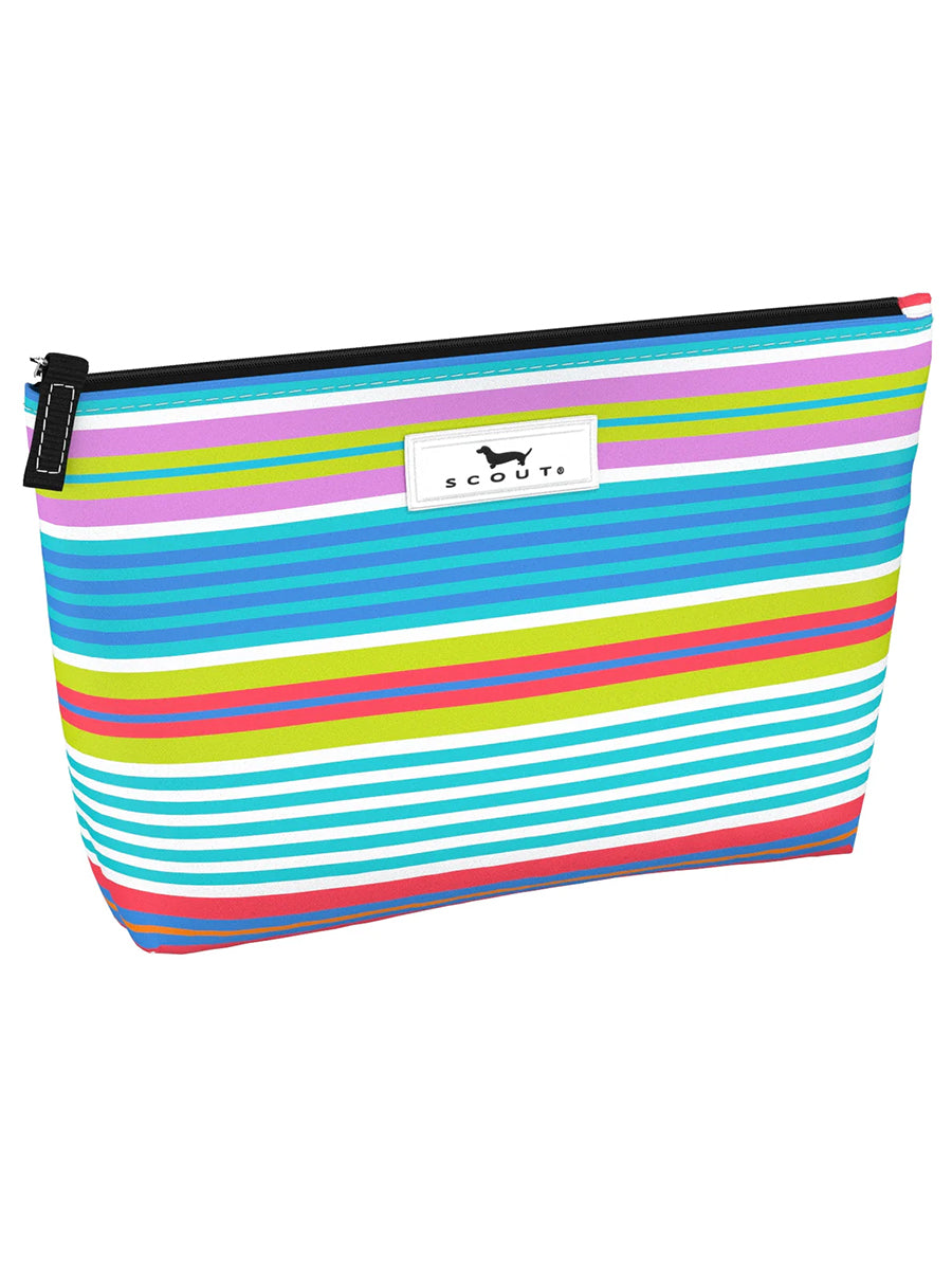 striped makeup zip case