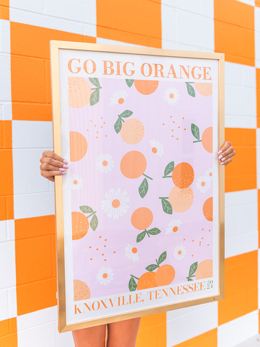 "Go Big Orange" Floral Poster