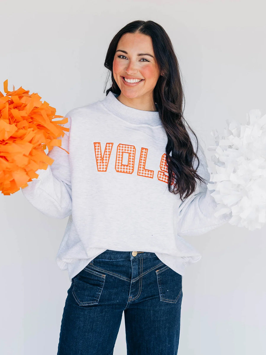 Gingham Vols Mockneck Sweatshirt
