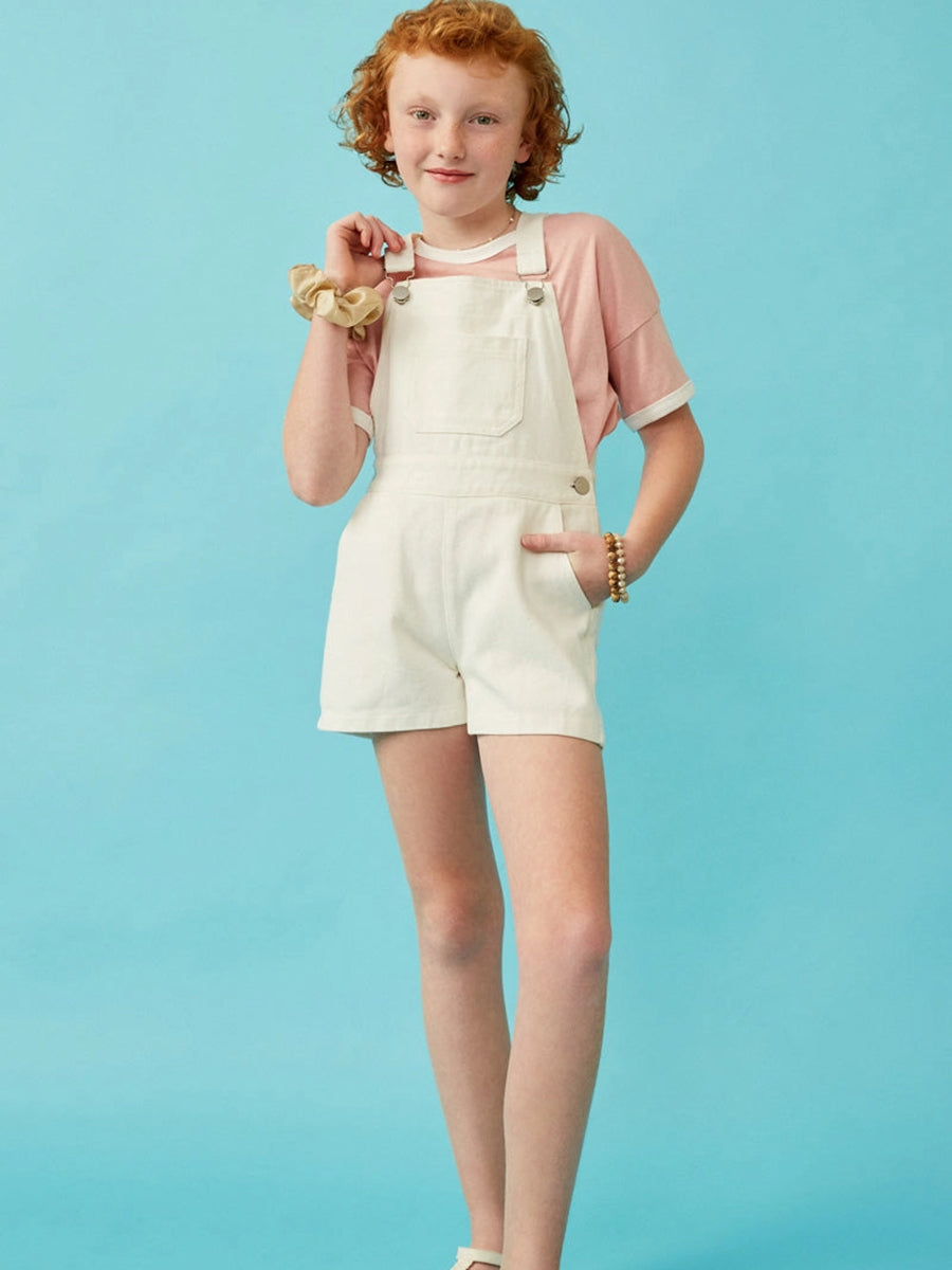 Girls Off-White Short Denim Overalls