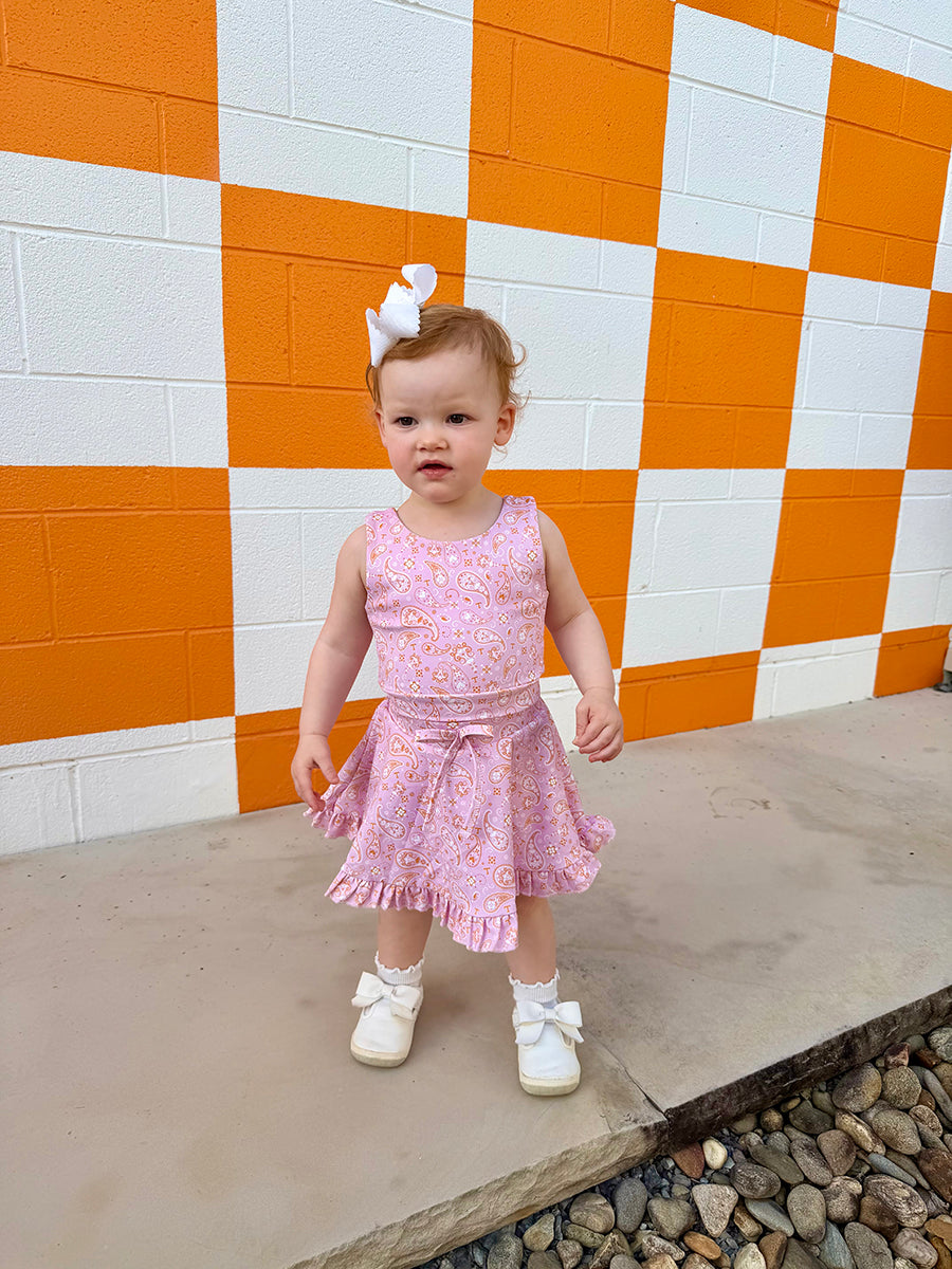 Girls "Power T" Paisley Shirt and Skirt Set