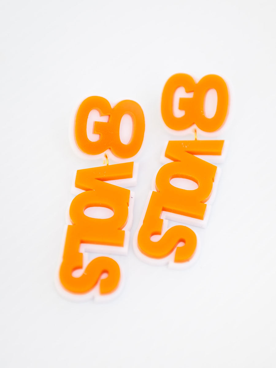 Orange and White "Go Vols" Earrings