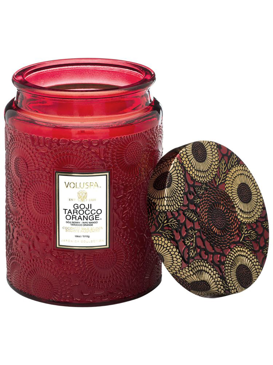 Red Glass Candle with Decorative Lid