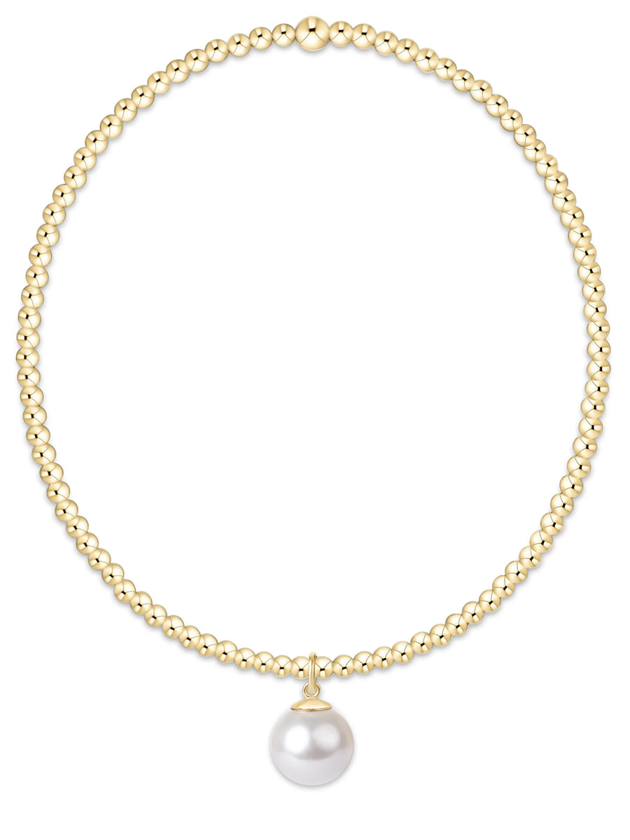 Classic Gold 2mm Bracelet - Classic Pearl 8mm Charm