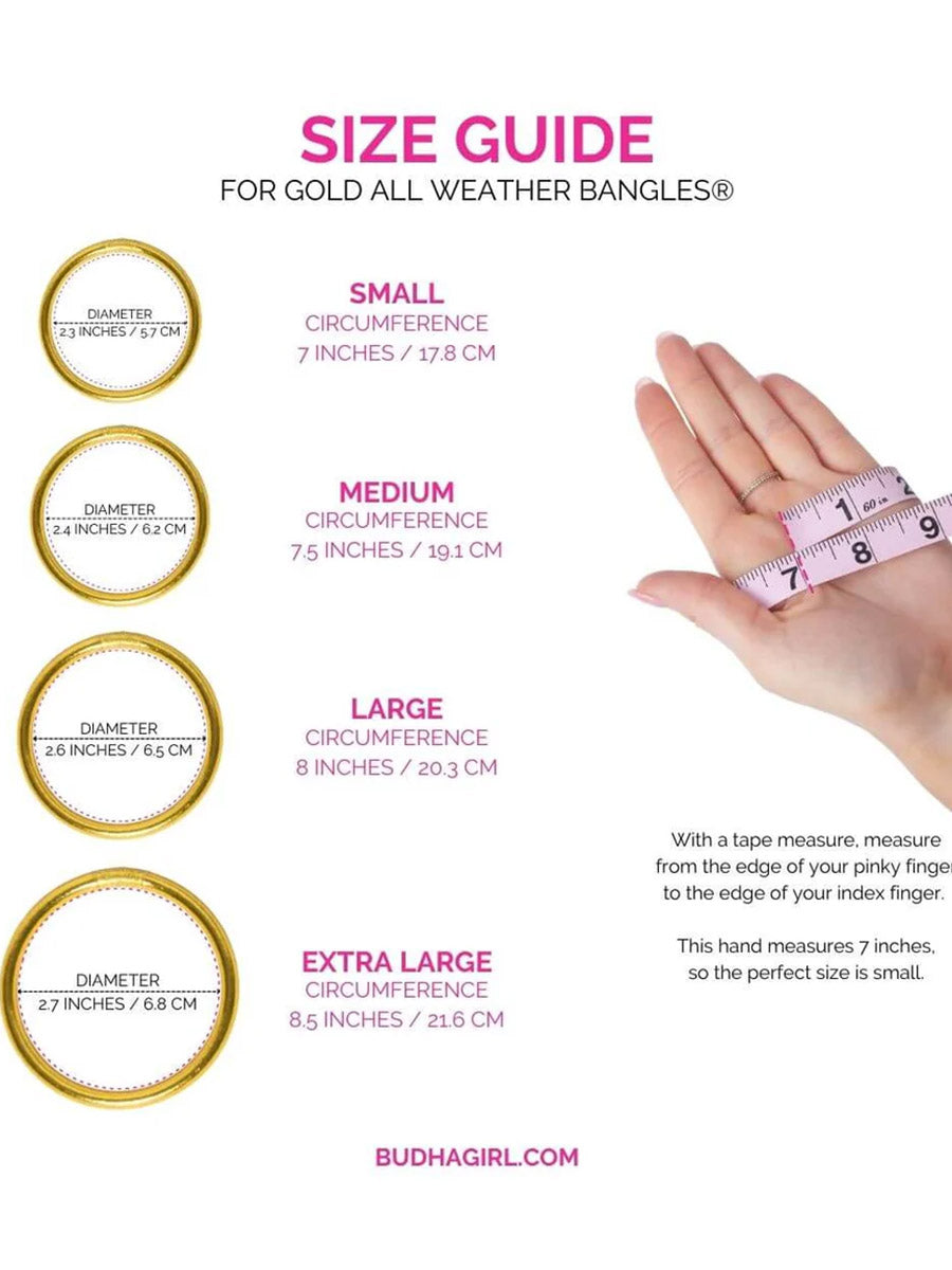 Sizing Chart for gold bangle bracelets