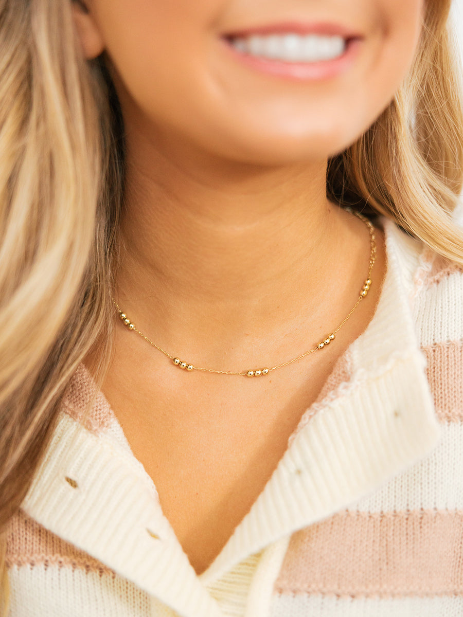 Delicate Gold Bead Necklace