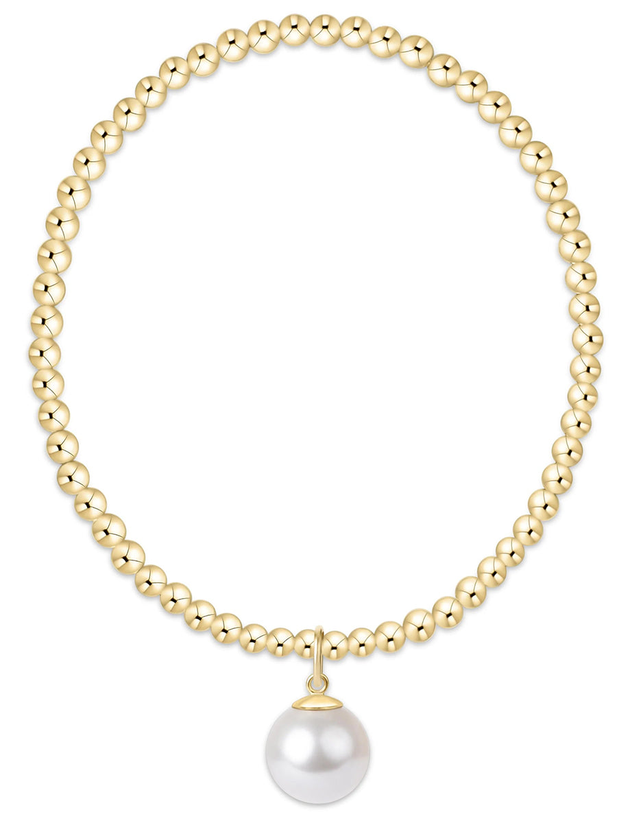 Classic Gold 3mm Bracelet - Classic Pearl 10mm Charm