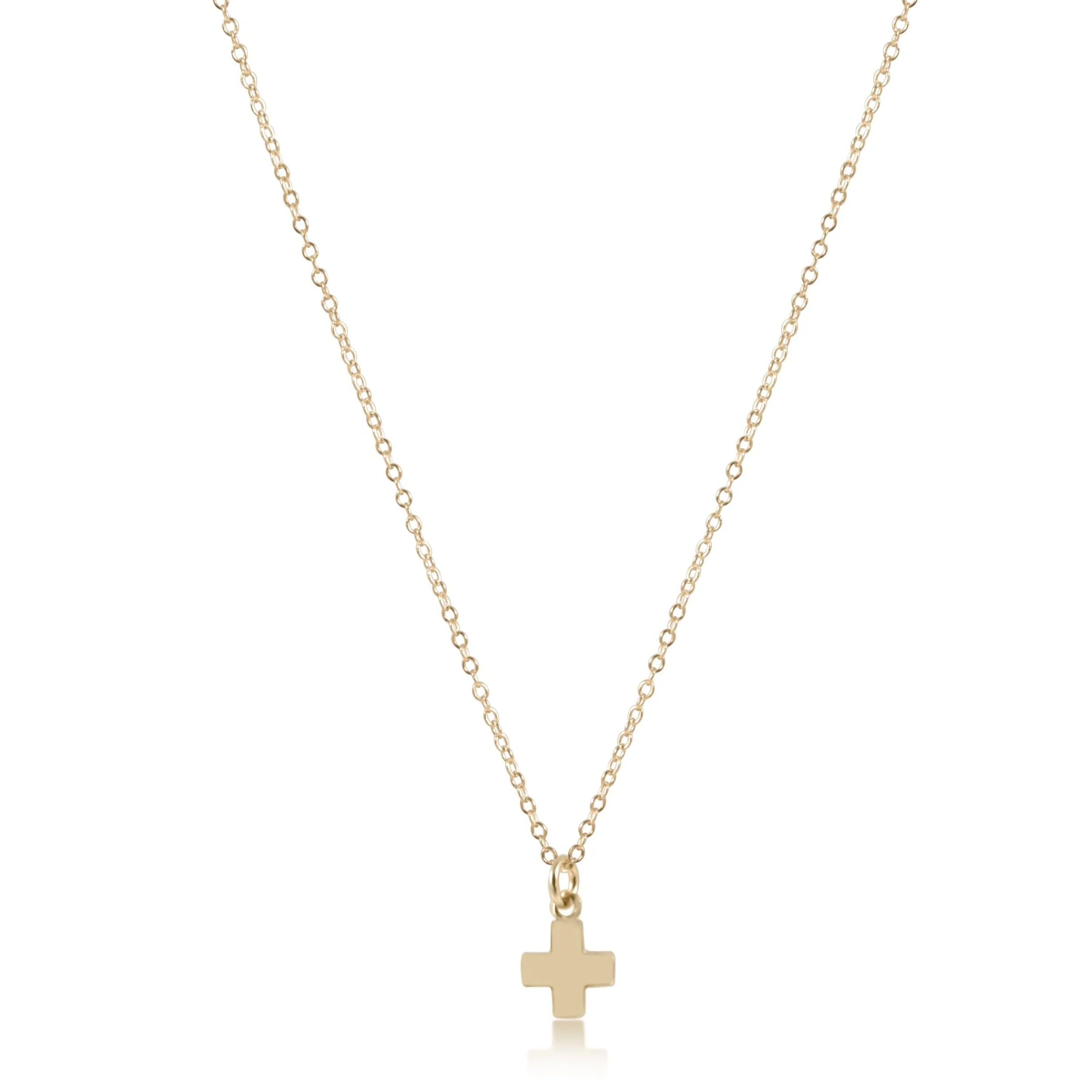 Gold Cross Charm on Gold Chain Necklace
