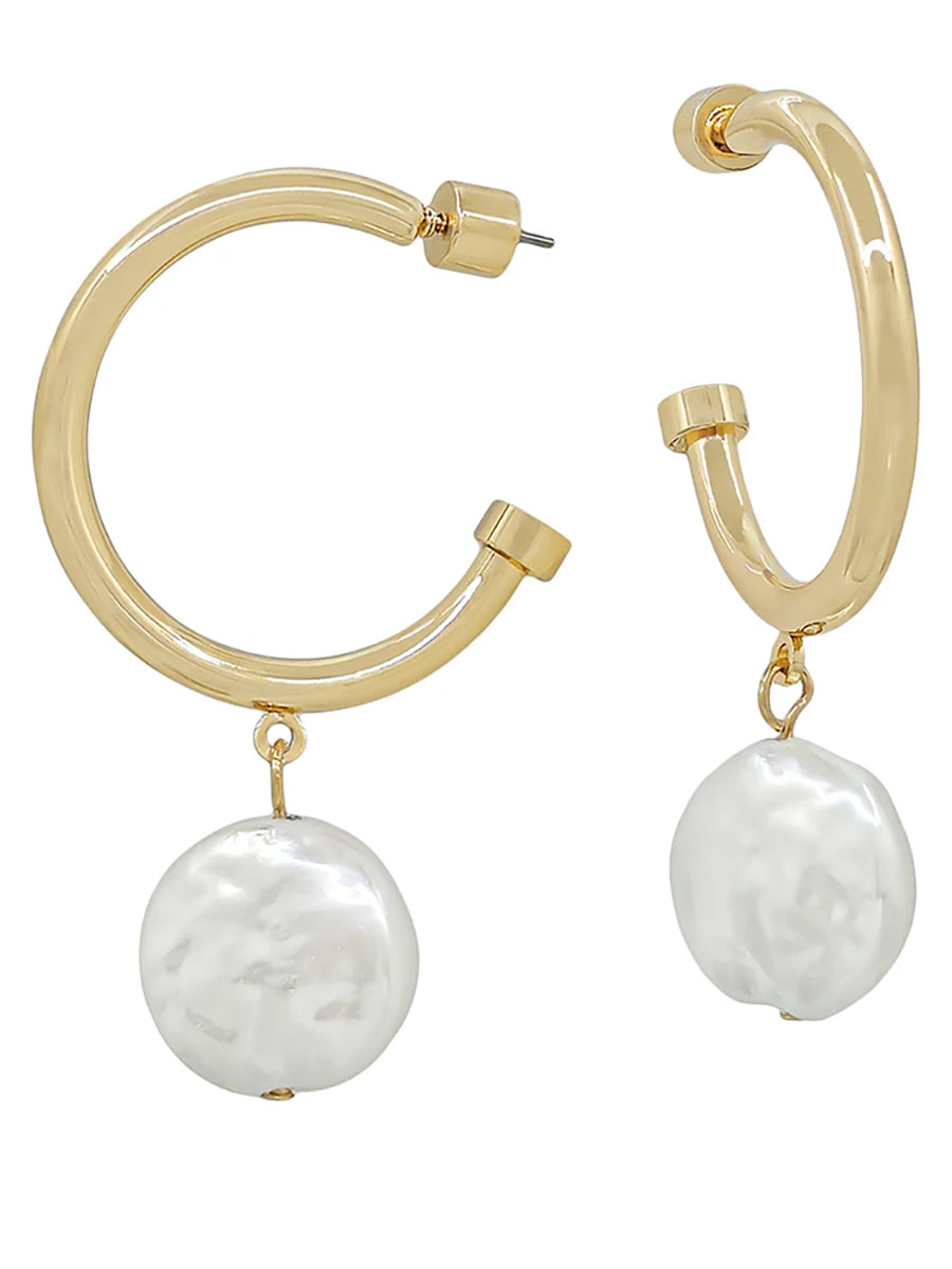 gold hoops with pearl drops