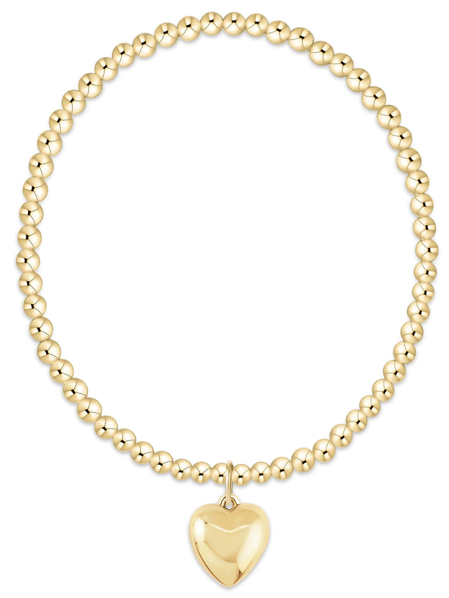 Extends Classic Gold 3mm Bracelet - Love Plush Gold Charm