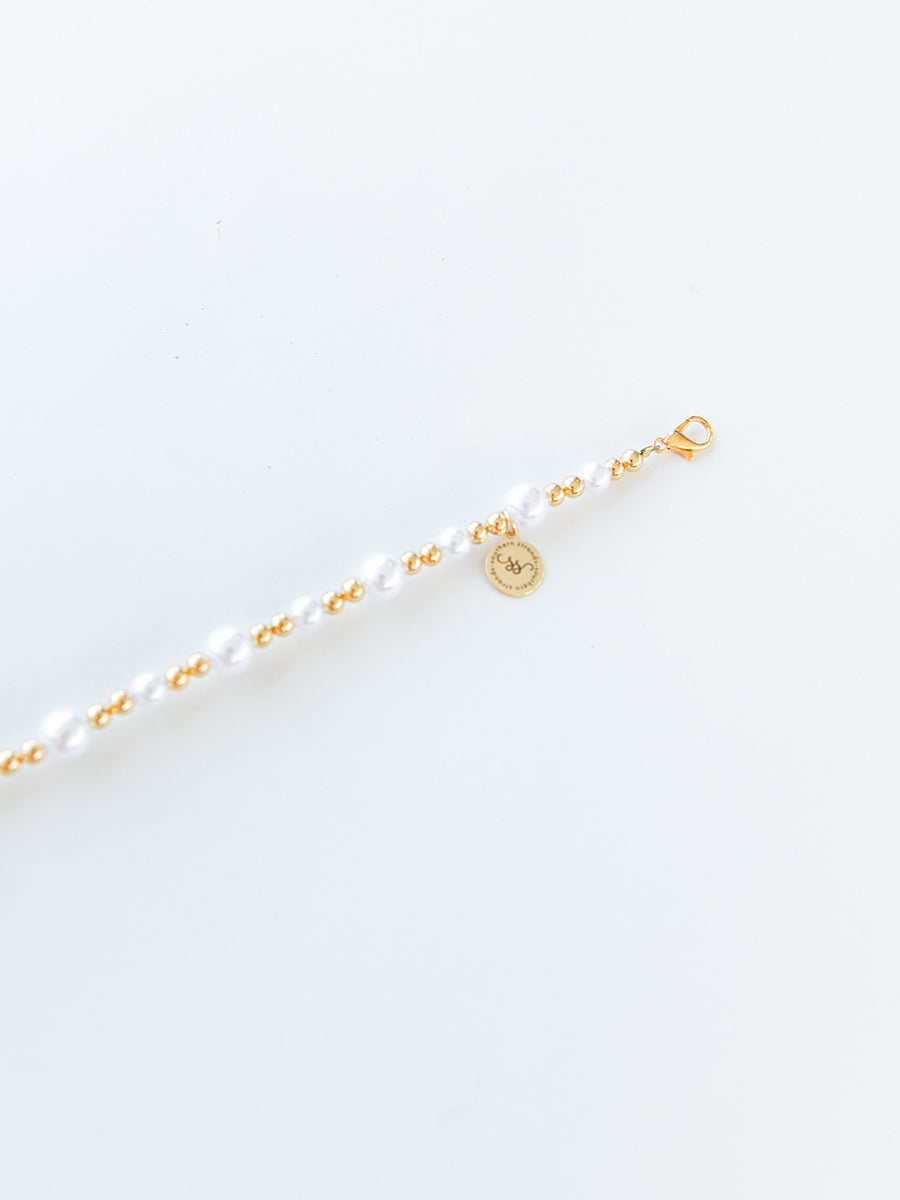 Pearl and Gold Bead Hat Strand