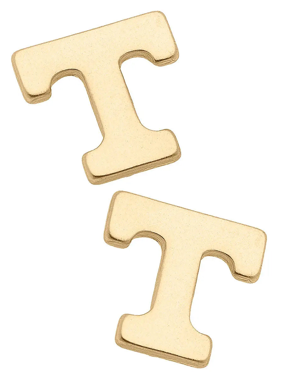 Power T 24K Gold Plated Stud Earrings