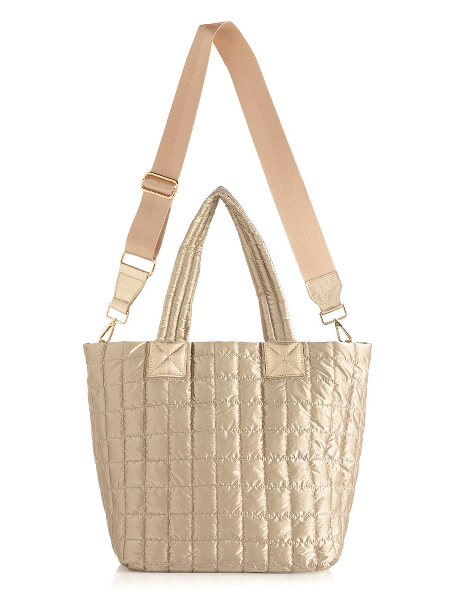 Gold Quilted Tote Bag