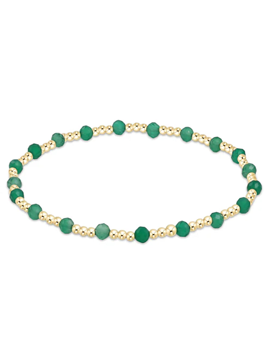 Gold Sincerity 3mm Bracelet, Green Onyx