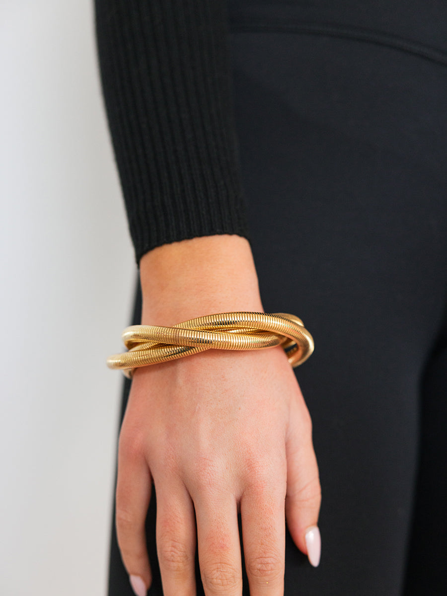 Three Twisted Gold Bracelets