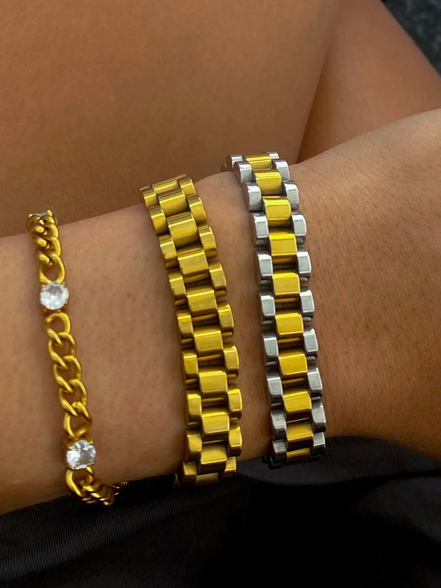 Thin Gold Watch Band Bracelet