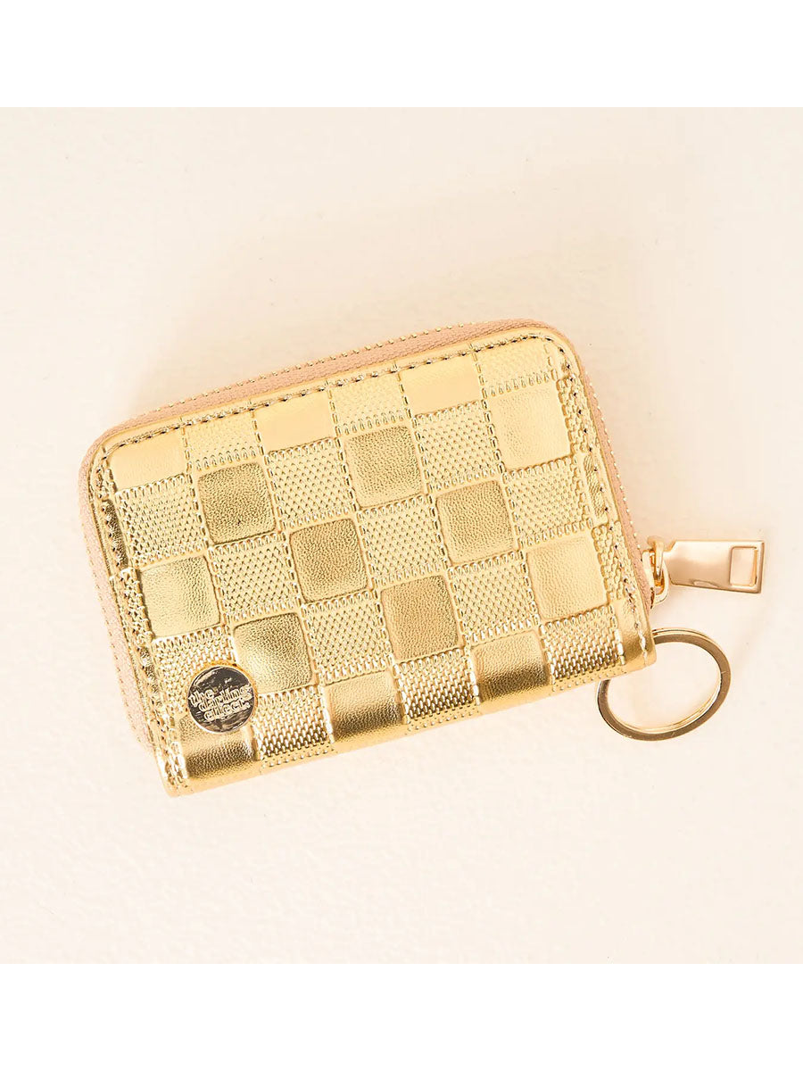 Gold checkered mini wallet