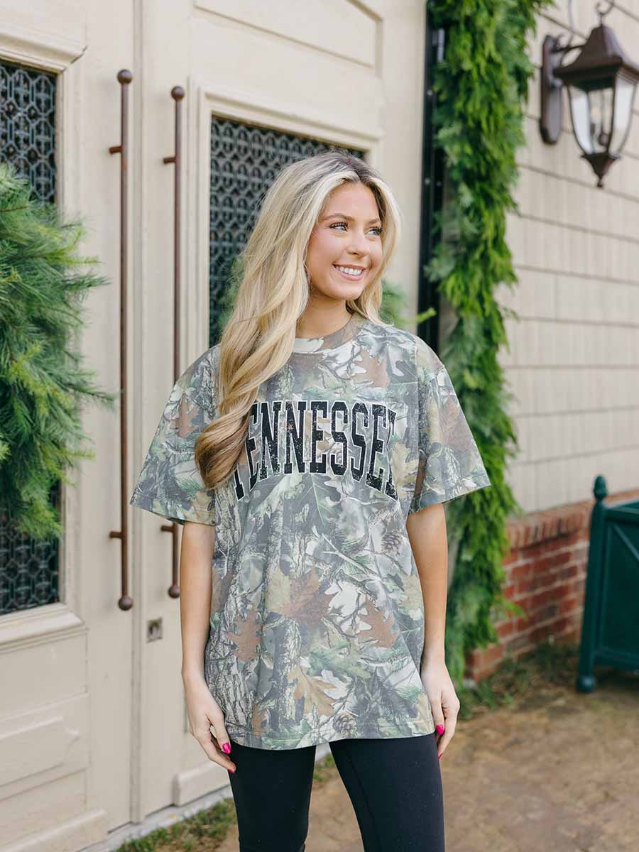 Green Leaf Camo Black Tennessee Arch Short-Sleeve T-Shirt