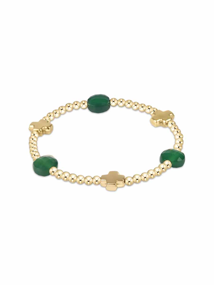 Signature Cross Admire 3mm Bead Gemstone Bracelet (11 Colors)