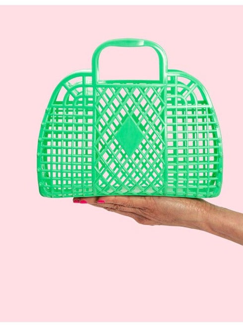 Green Plastic Tote Purse Basket