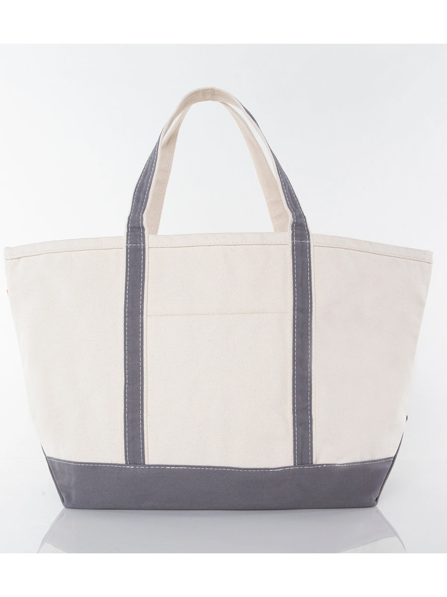 Grey Trimmed Large Canvas Tote Bag