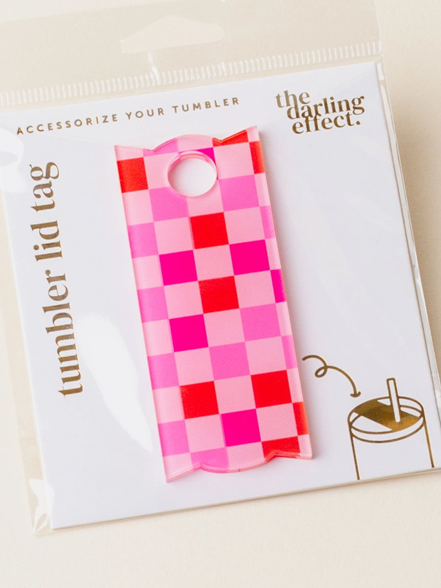 Bright Pink Checked Lid Tag