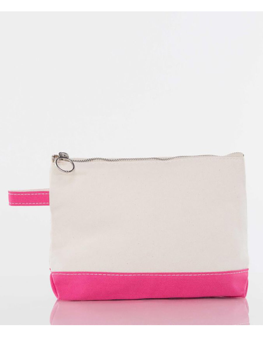 Canvas and Hot Pink Makeup Bag