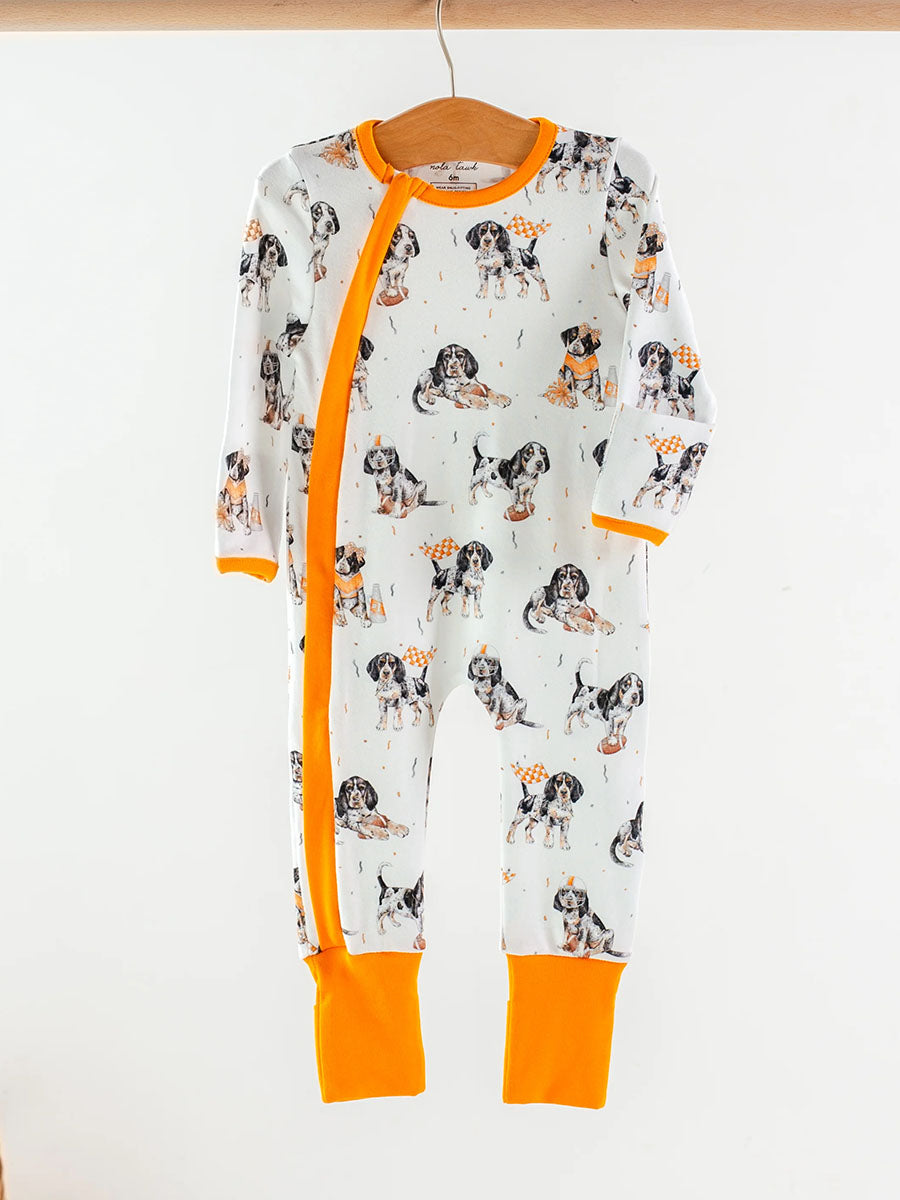 hound dog two way zipper baby pajamas