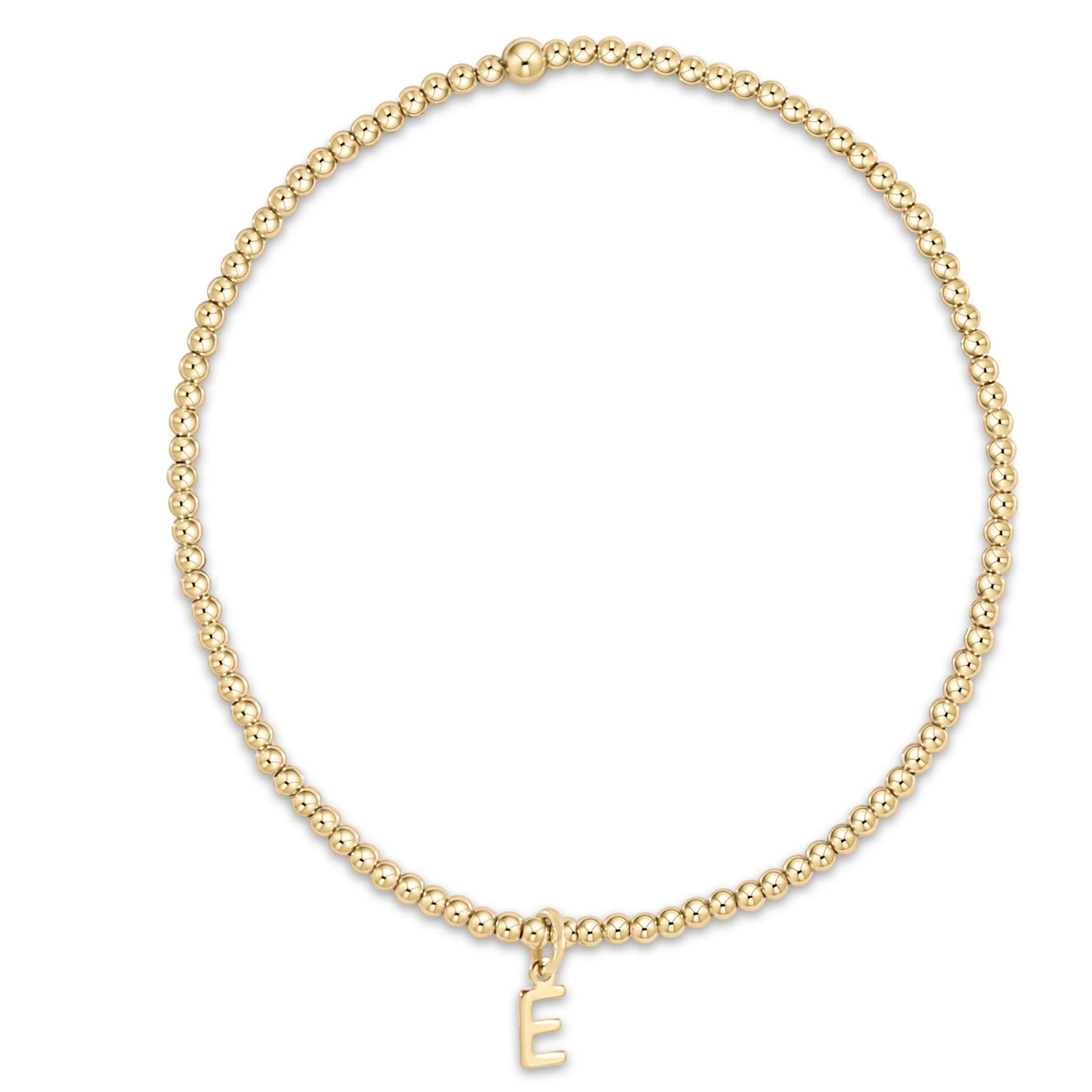 E-Newton Gold Initial and Beaded Bracelet