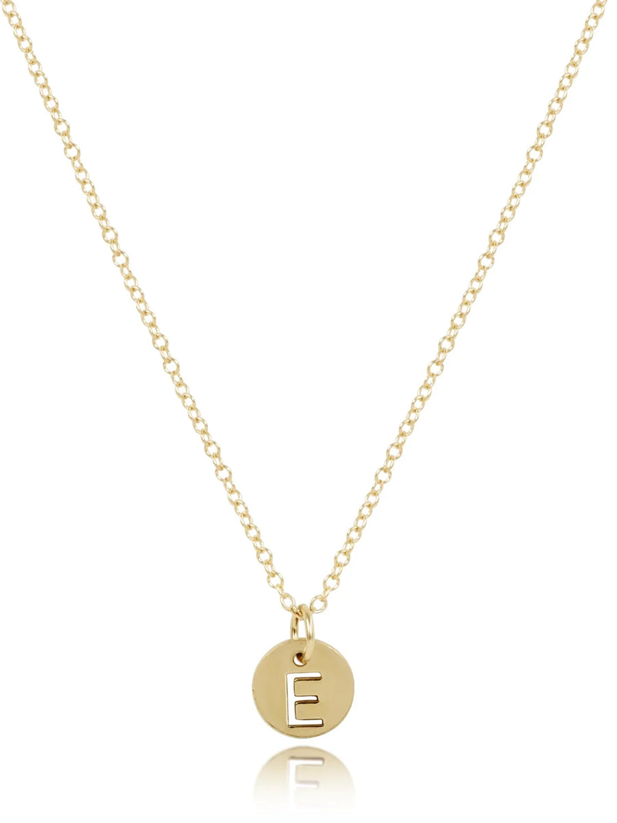 16" Respect Small Gold Initial Disc Charm Necklace