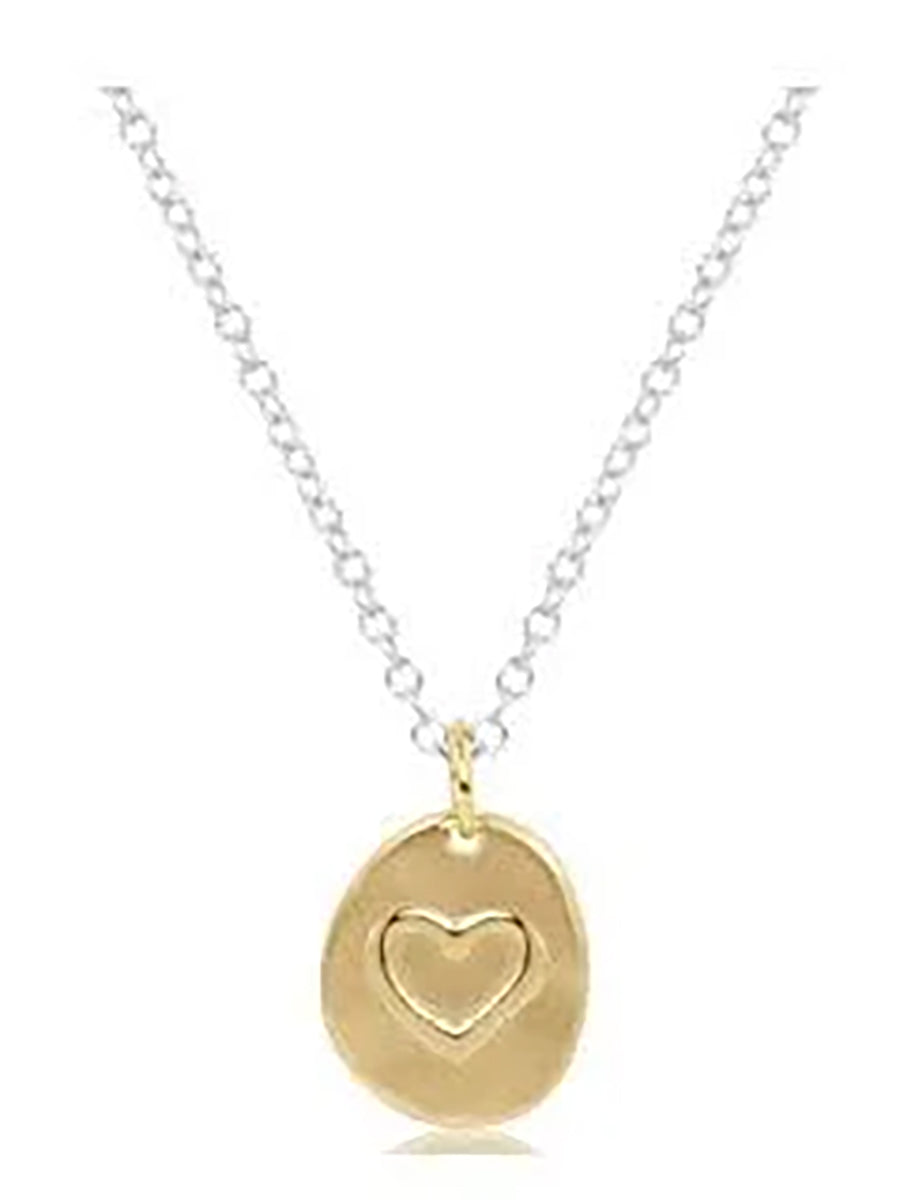 16" Inspire Love Small Gold Charm Mixed Metal Necklace