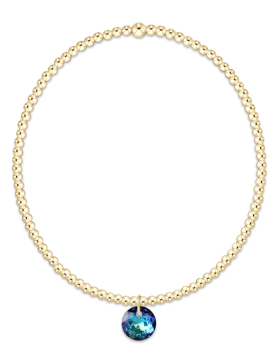 Classic Gold 2mm Bracelet-Small Reflection Charm (12 Colors)