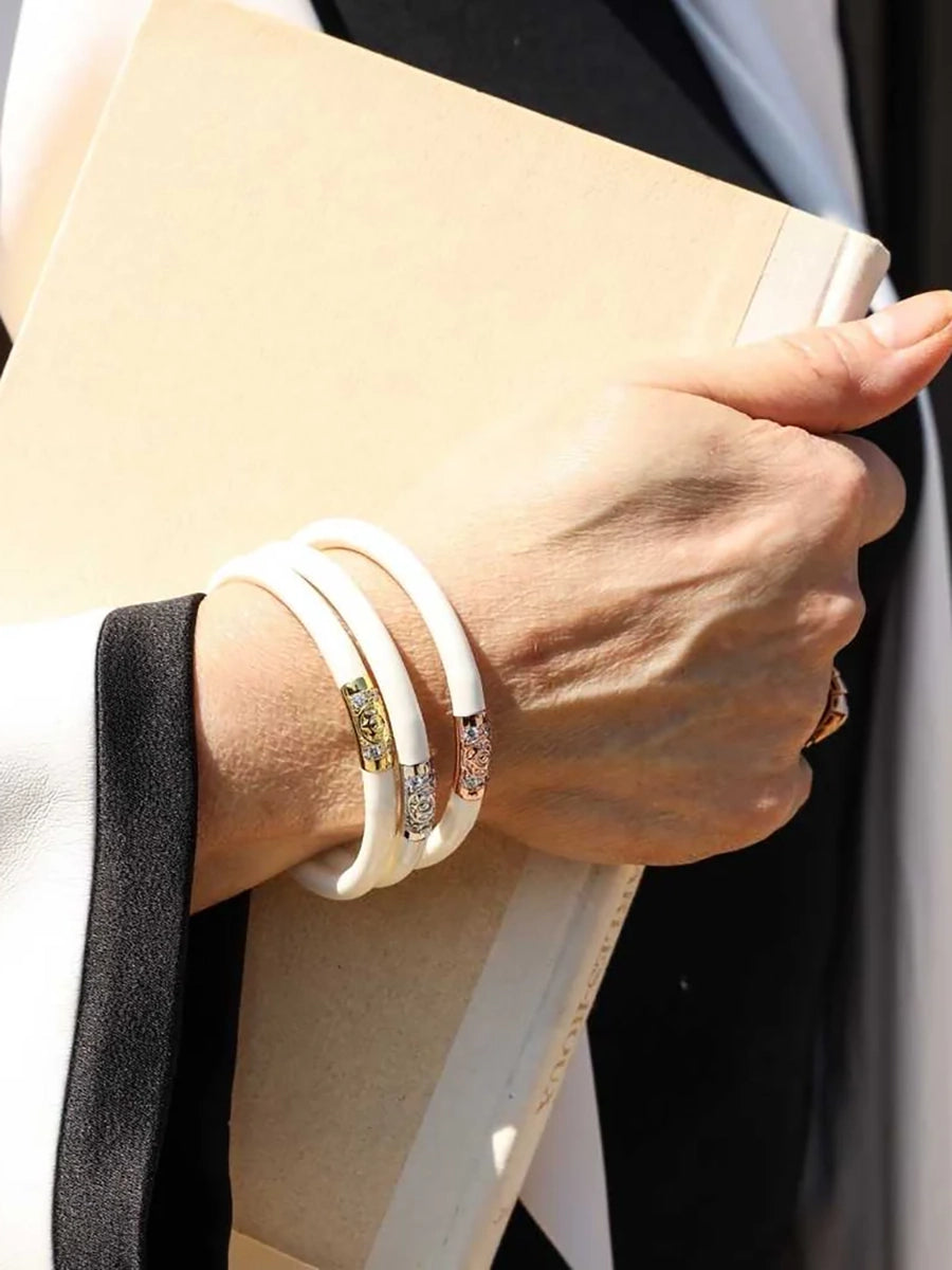 BuddhaGirl Three Kings All Weather Bangles-Ivory-Small