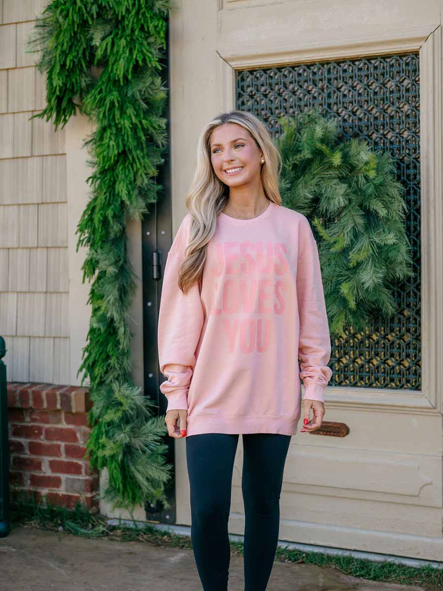 "JESUS LOVES YOU" Peach Sweatshirt