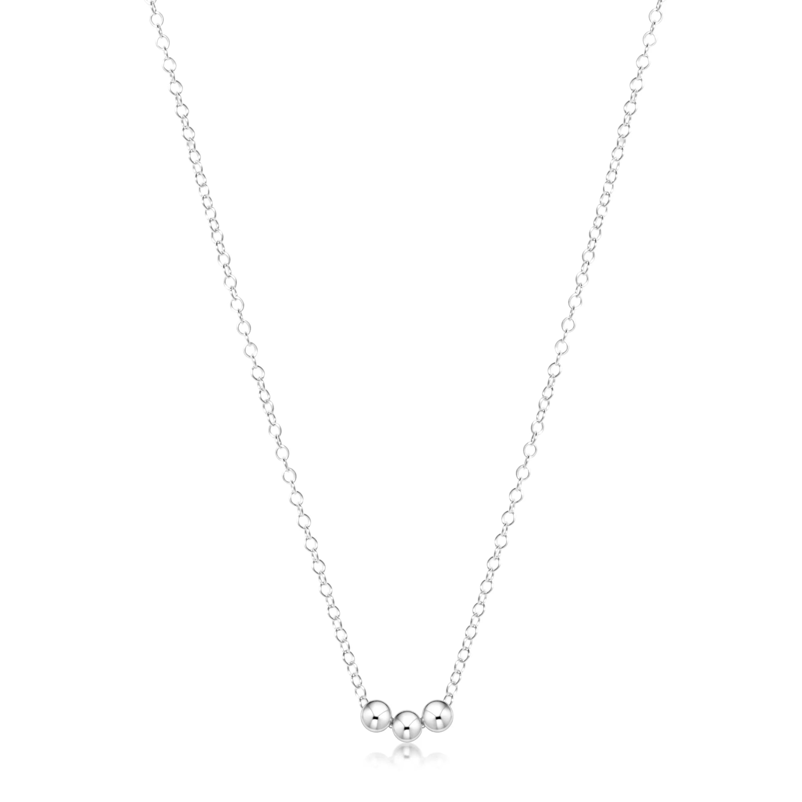 Three Sterling Silver Beads on Silver Chain Necklace