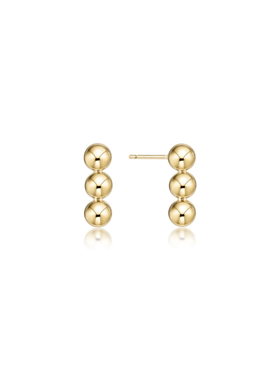 Joy 3 Bead Stud Earring, 4mm