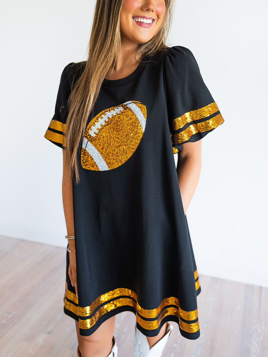 Mini Dress w Large Sequin Football 2 Colors