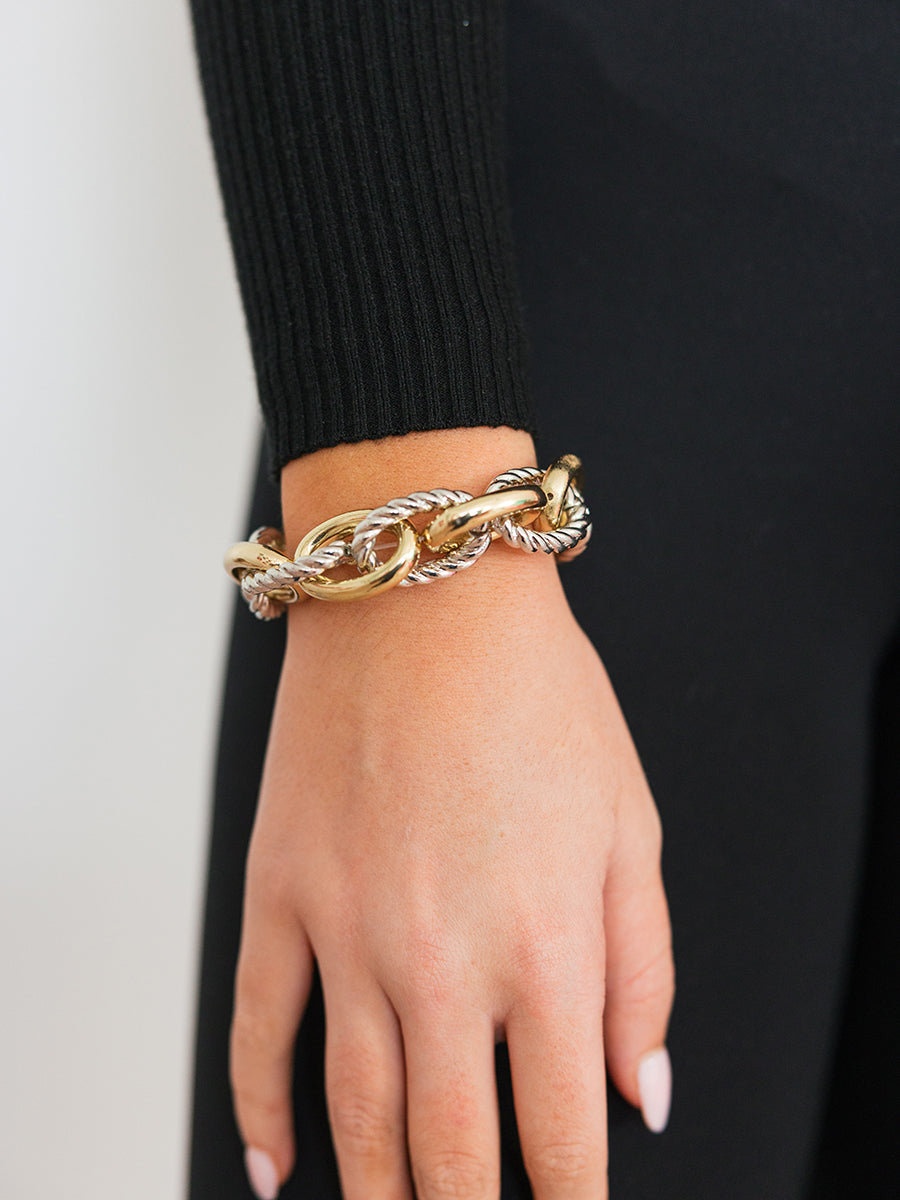 Gold and Silver Metal Link Bracelet