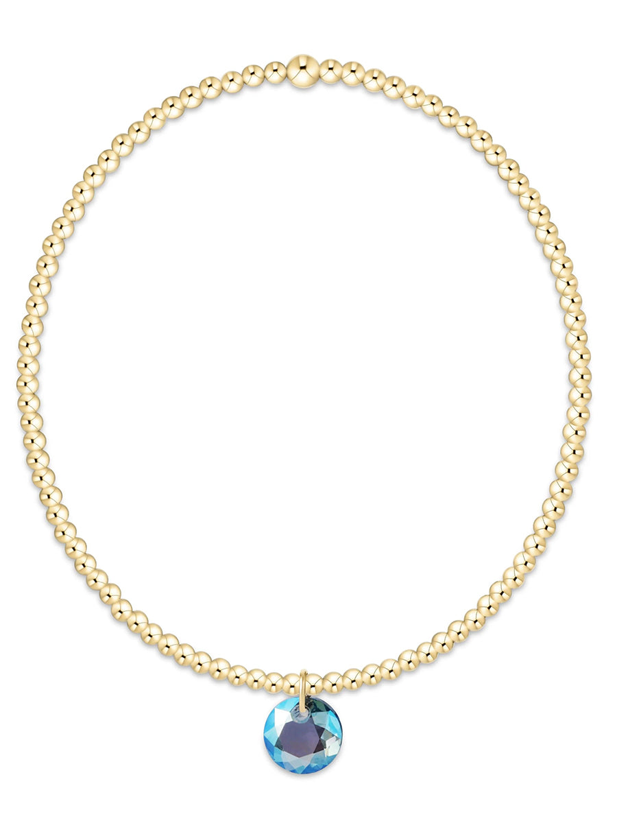 Classic Gold 2mm Bracelet-Small Reflection Charm (12 Colors)