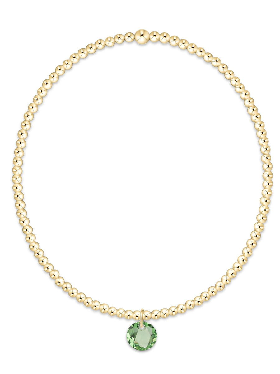 Classic Gold 2mm Bracelet-Small Reflection Charm (12 Colors)