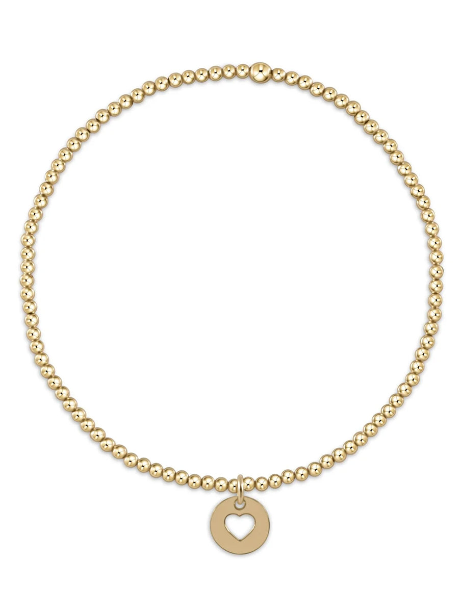 Classic Gold 2mm Bead Love Small Disc Bracelet