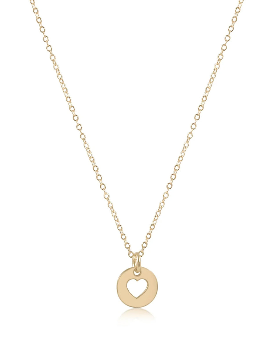 16" Love Small Gold Disc Necklace