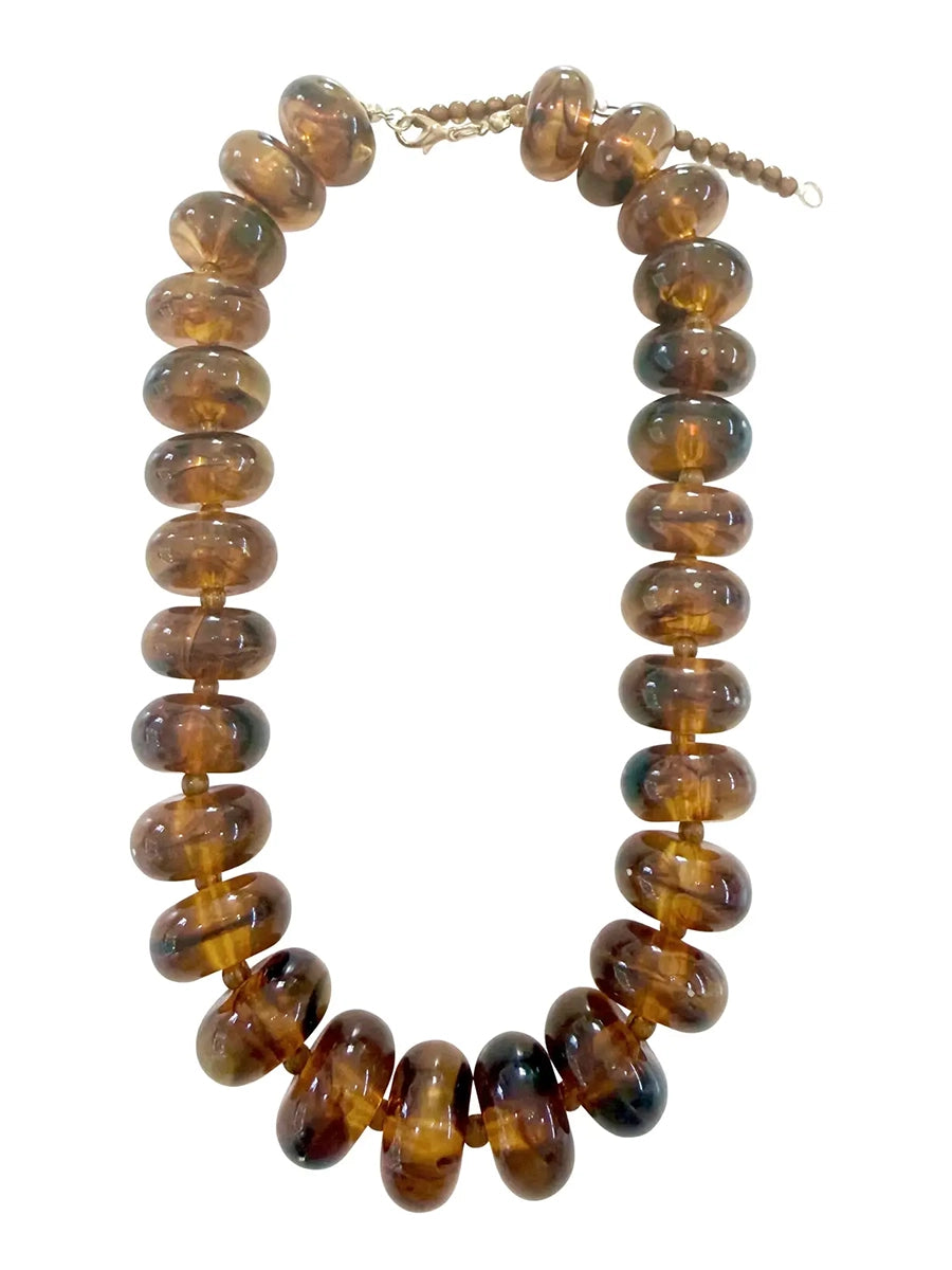 Marlan Chunky Beaded Necklace - Tortoise